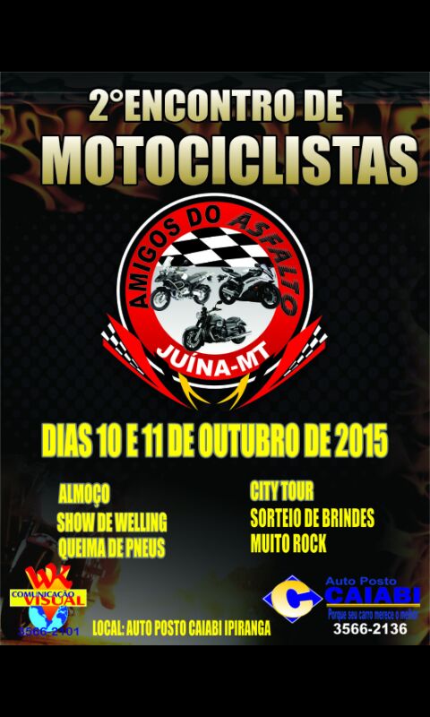 Pr�ximo encontro de motociclistas ser� em Ju�na nos dias 10 e 11 de outubro.