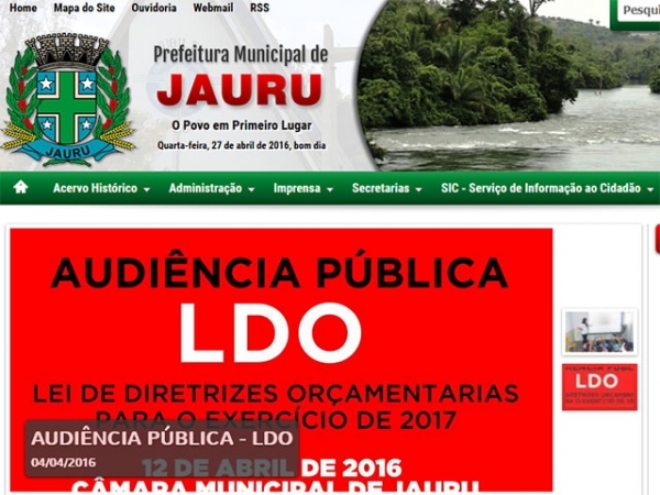 Link para a C�mara no site da prefeitura de Juara leva para site de Jauru.