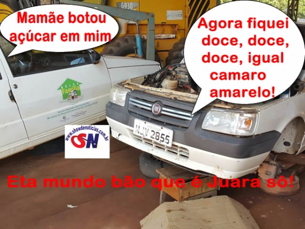Pequeno erro, algu�m troca �leo por a��car nos motores de carros da prefeitura de Juara.
