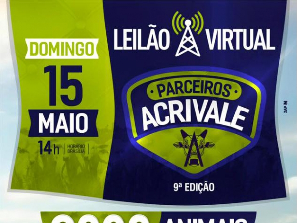 ACRIVALE realiza nesse domingo, 15 de maio, o primeiro leil�o totalmente virtual