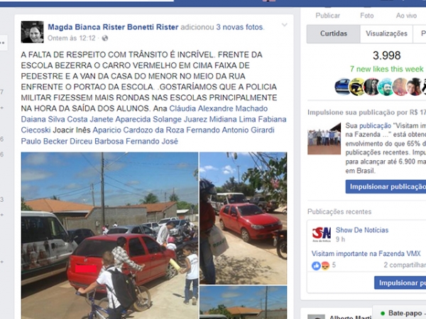 Tr�nsito em frente escolas de Juara � verdadeiro um caos