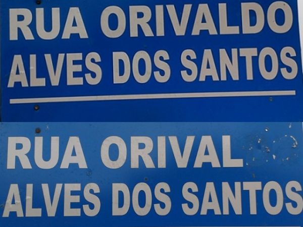 Feitas as devidas corre��es na nomenclatura da Rua Orival Alves dos Santos