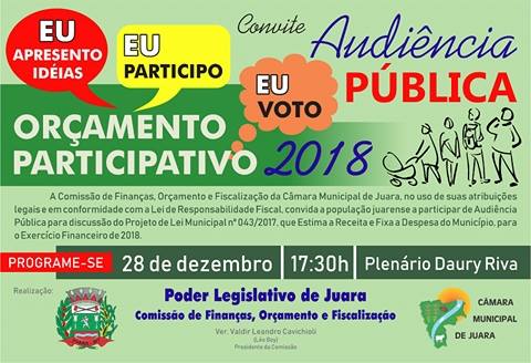 Audi�ncia P�blica sobre a LOA/2018 ser� nesta quinta-feira, dia 28