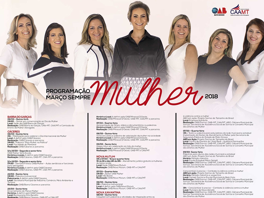 Mar�o Sempre Mulher acontece em todo MT com eventos de conscientiza��o e celebra��o