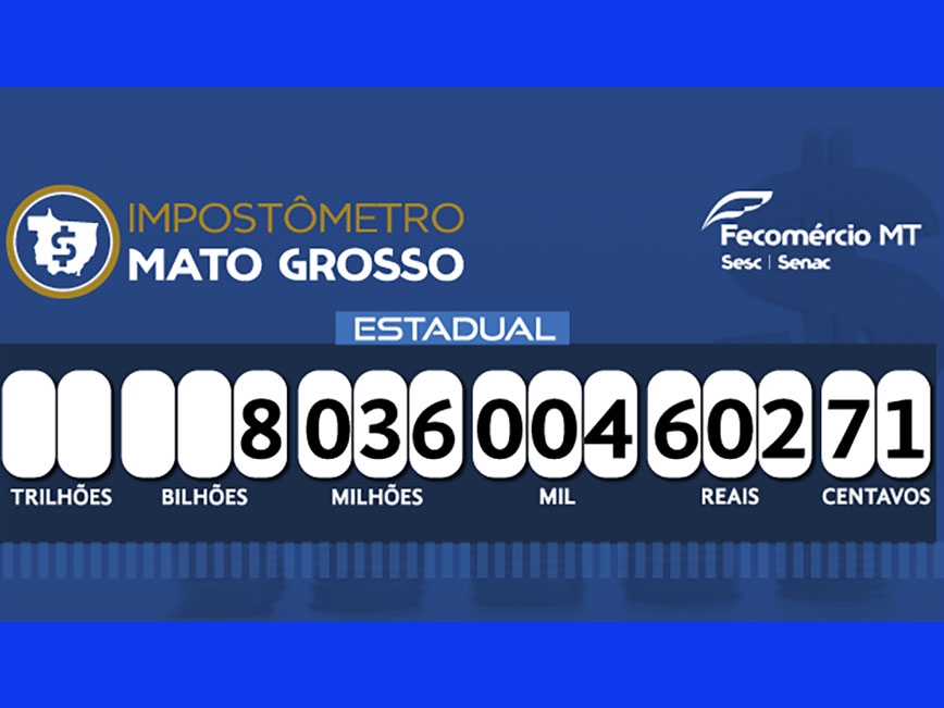 Boletim Impost�metro Fecom�rcio-MT � Mato Grosso j� acumula R$ 8 bilh�es em tributos nesta sexta-feira