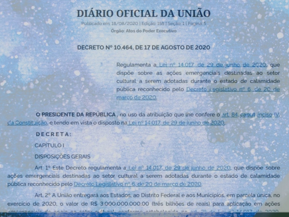 Regulamenta��o da Lei Aldir Blanc normatiza a��es de apoio ao setor cultural 