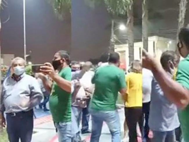 Senador Jayme Campos empurra pr�-candidato que cobrou �gua de prefeita em VG