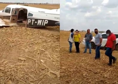 Avi�o com candidata ao Senado Coronel Fernanda cai em fazenda de Mato Grosso. Ningu�m se feriu