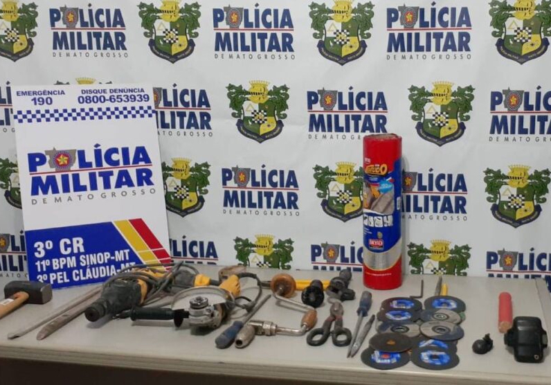 Ladr�es tentam invadir ag�ncia banc�ria na cidade de Cl�udia e pol�cia consegue prender um suspeito