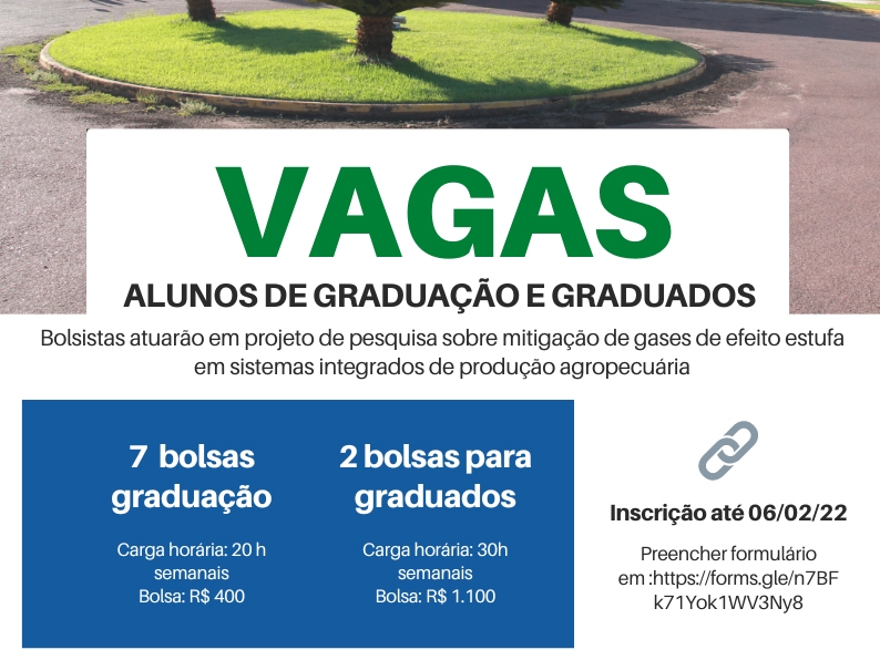 Embrapa Agrossilvipastoril seleciona bolsistas de gradua��o e j� graduados