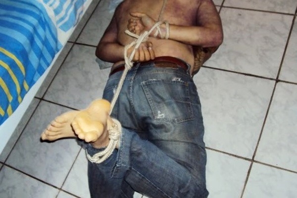 Suspeito de tentativa de homic�dio � amarrado por populares e entregue � PM na regi�o do Araguaia