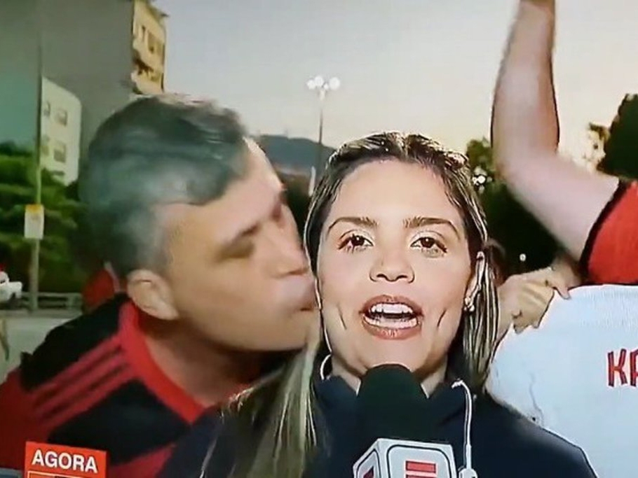 O beijo roubado � crime? Torcedor do Flamengo � absolvido por roubar beijo de rep�rter da ESPN