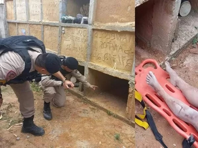 PM resgata mulher que foi enterrada viva em cemit�rio municipal da Zona da Mata Mineira