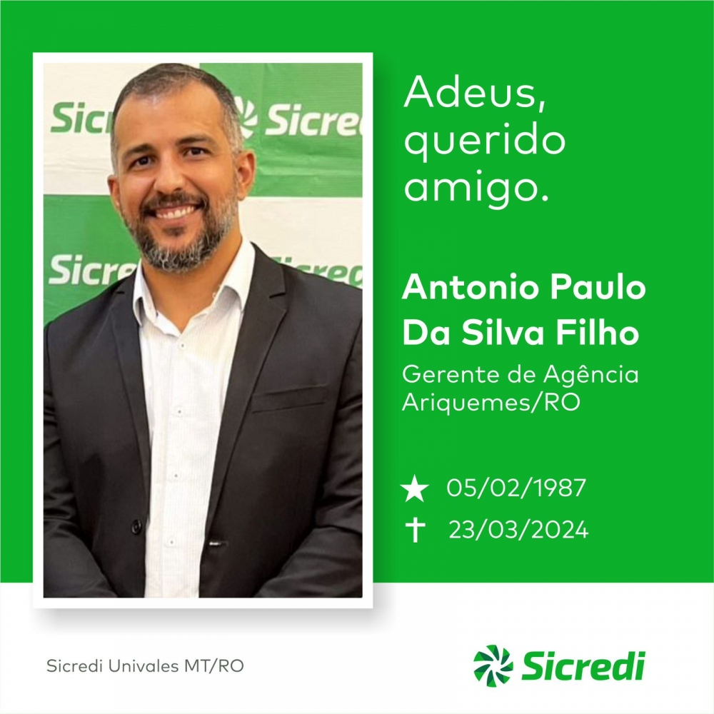 Sicredi lamenta morte em acidente de colaborador de Ariquemes, RO