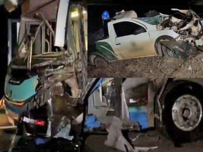Motorista morre preso nas ferragens ap�s acidente entre �nibus e camionete na BR-163