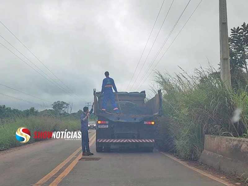 Empresa Rodocon inicia opera��o tapa-buracos na MT-338 entre Juara e Porto dos Ga�chos