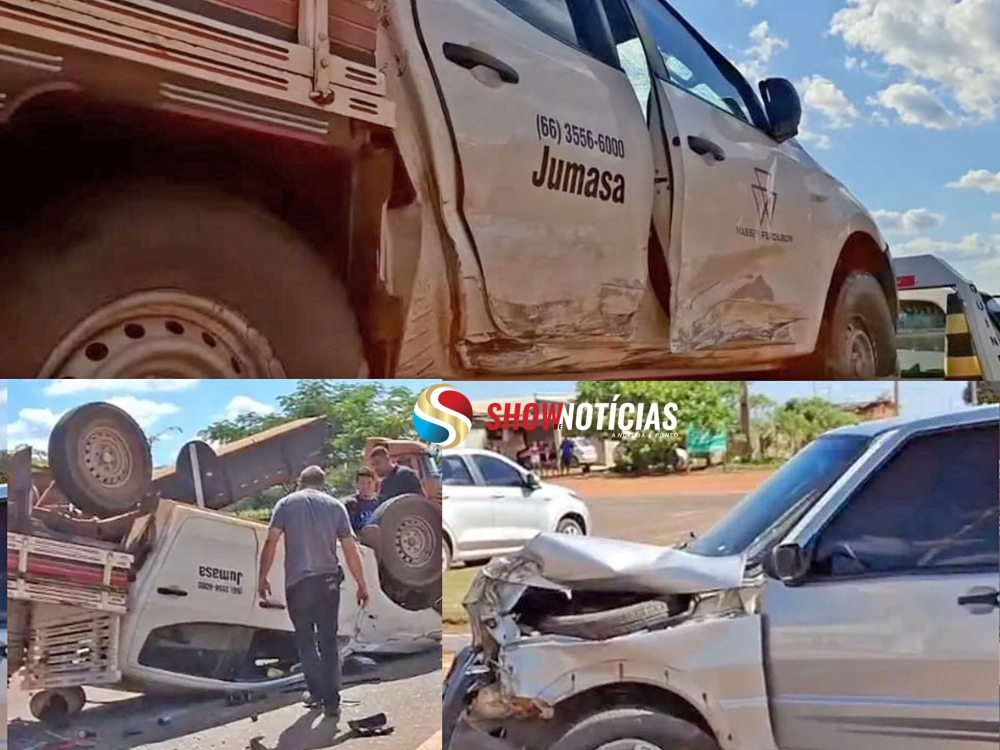 Caminhonete capota ap�s colis�o com Fiat Uno no trevo de Novo Horizonte do Norte
