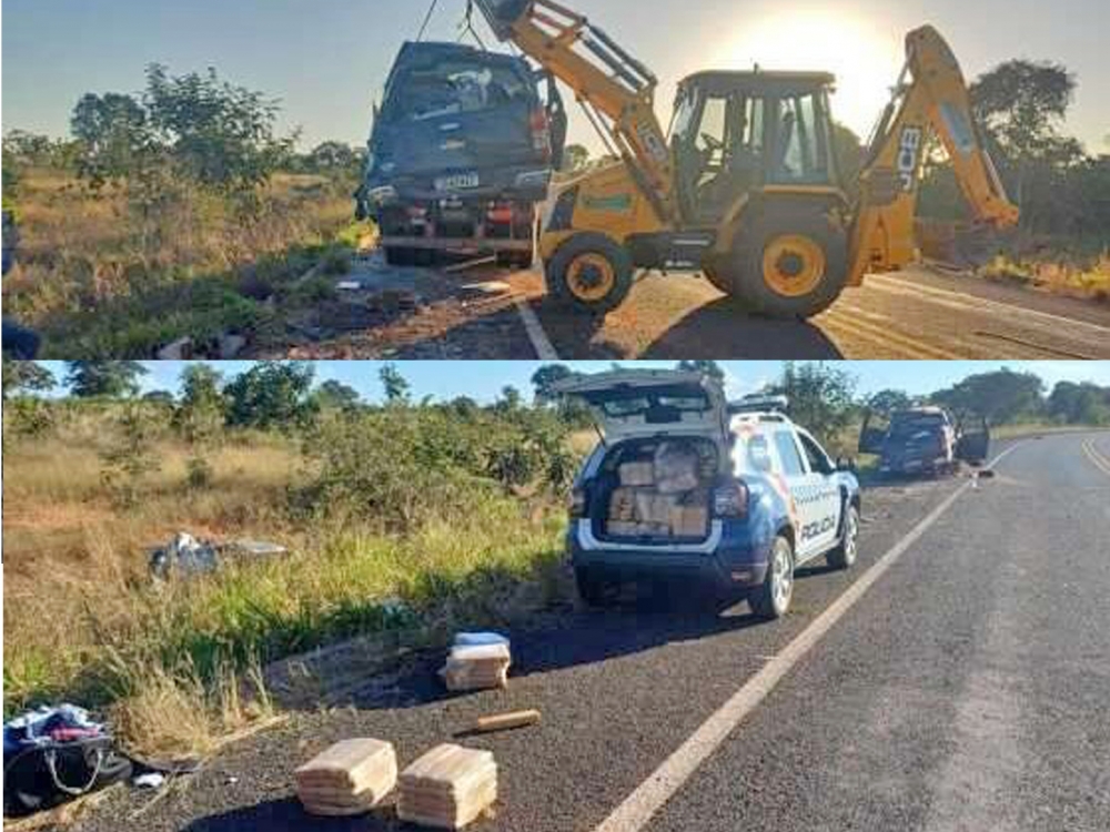 Acidente de carro deixa quase uma tonelada de maconha espalhada em rodovia de Ponte Branca - MT