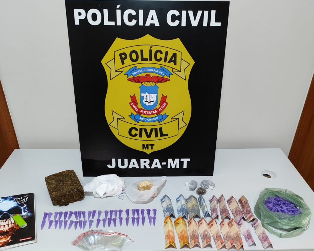 Pol�cia Civil prende casal e desarticula ponto de venda de drogas em Juara