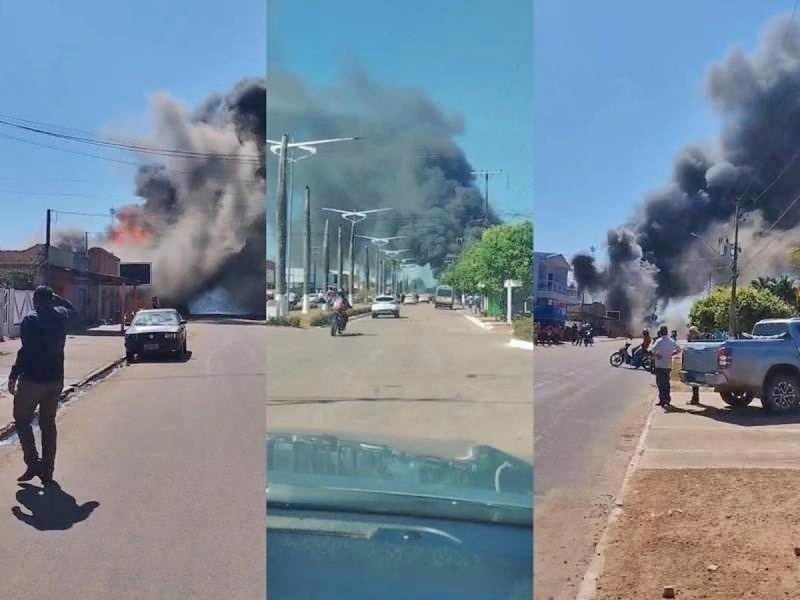 VEJA O V�DEO: Inc�ndio � registrado em supermercado no munic�pio de Nova Monte Verde