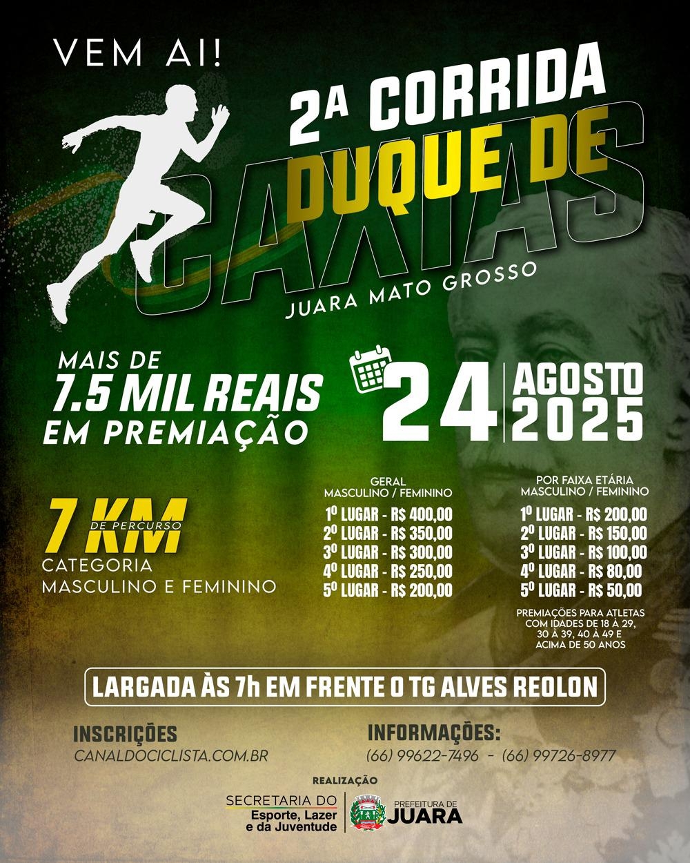 Juara realiza nesse domingo, dia 24, a 2� Corrida Duque de Caxias com mais de R$ 7,5 mil em premia��o.
