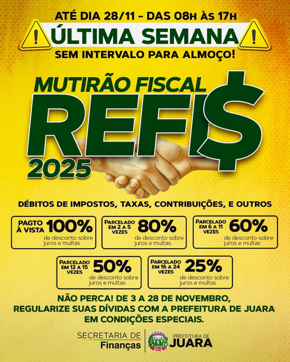 Prefeitura de Juara entra na �ltima semana do Mutir�o Fiscal REFIS 2025
