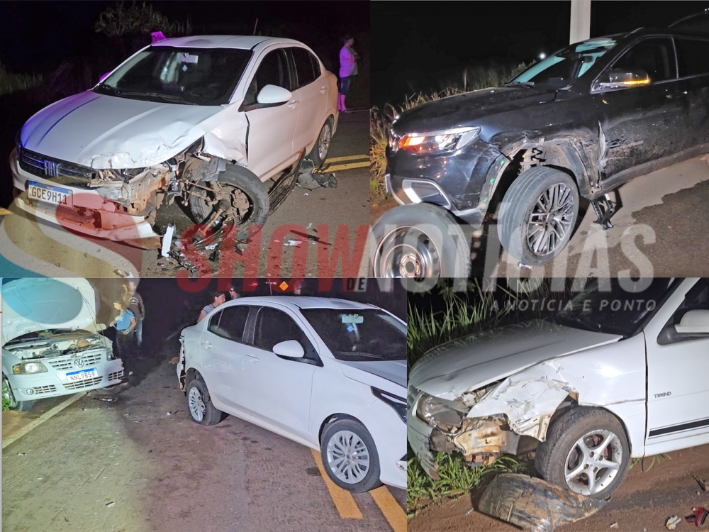 Ve�culo estoura pneu em buraco na pista e provoca acidente envolvendo outros tr�s carros pr�ximo a Juara.