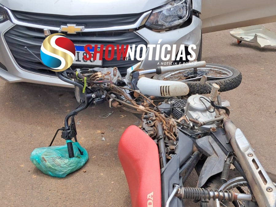 Acidente entre motocicleta e carro deixa adolescente ferida no Bairro Cruzeiro do Sul, em Juara