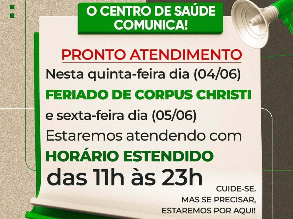 Sa�de de Juara ter� atendimento diferenciado durante o feriado de Corpus Christi