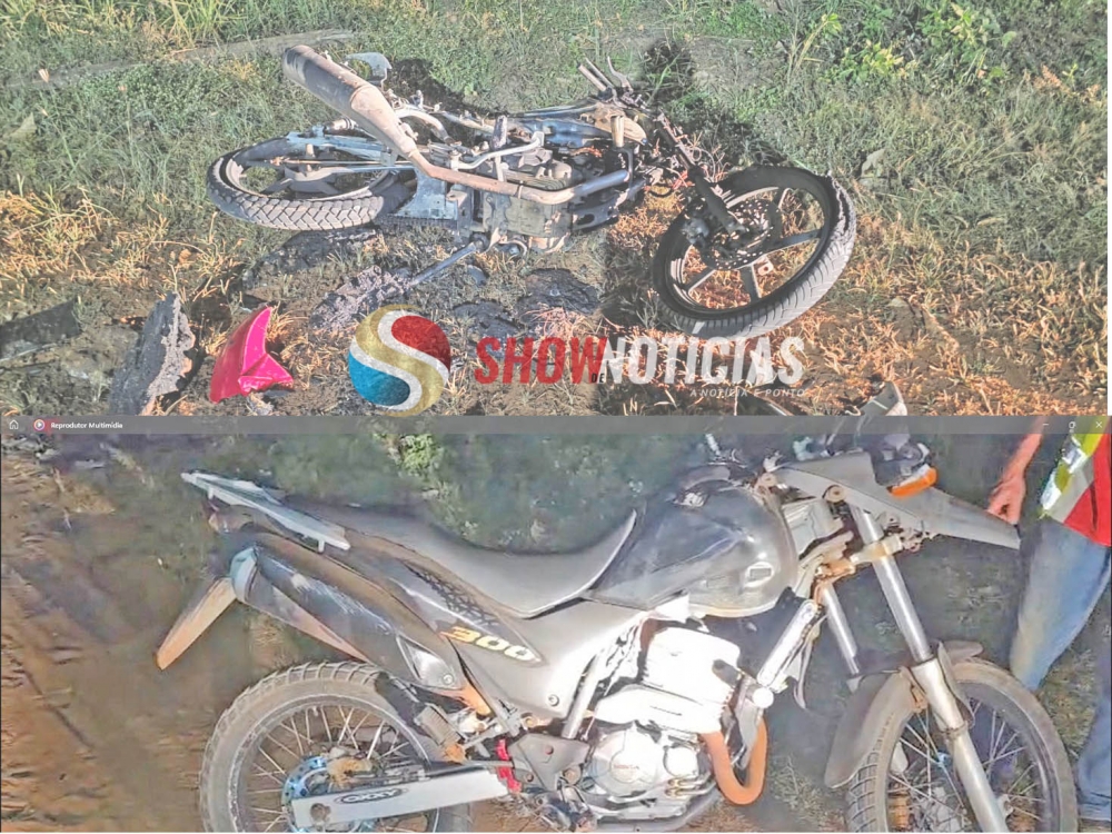 Colis�o entre motocicletas deixa dois feridos e uma moto destru�da pelo fogo em Juara