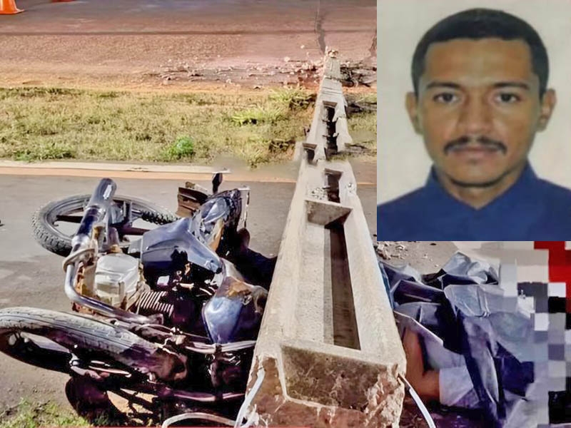 Motociclista morre ap�s colidir e ser esmagado por poste em Campo Novo do Parecis 