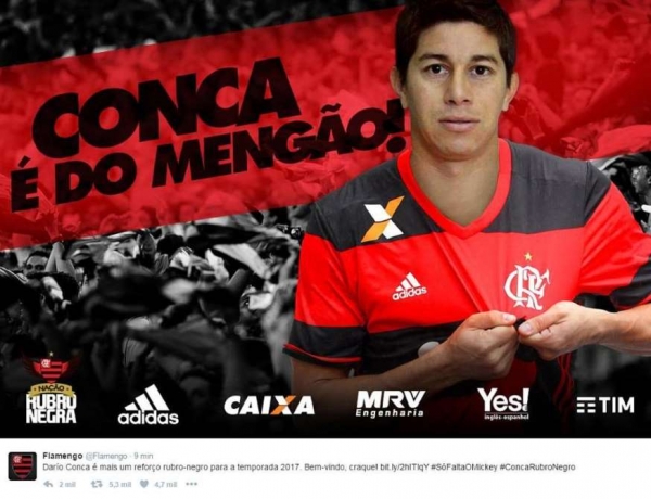 �dolo do Fluminense, Dario Conca � o novo refor�o do Flamengo