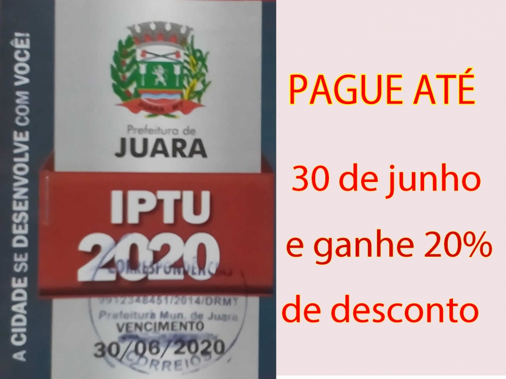 �ltimos dias para pagamento do IPTU 2020 com desconto de 20%