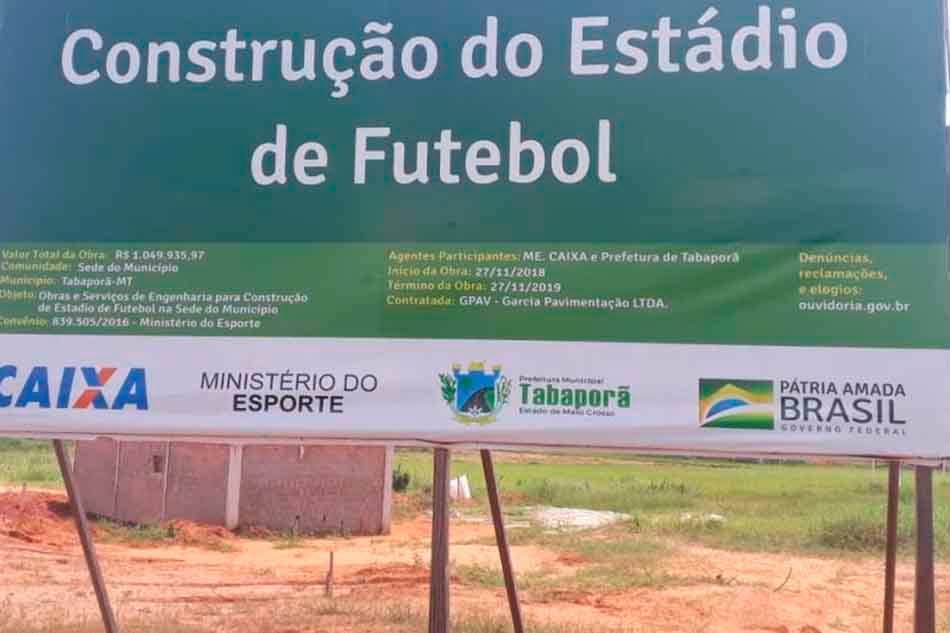 Prefeitura de Tabapor� instaura processo administrativo contra empresa que esta construindo o Est�dio Municipal.