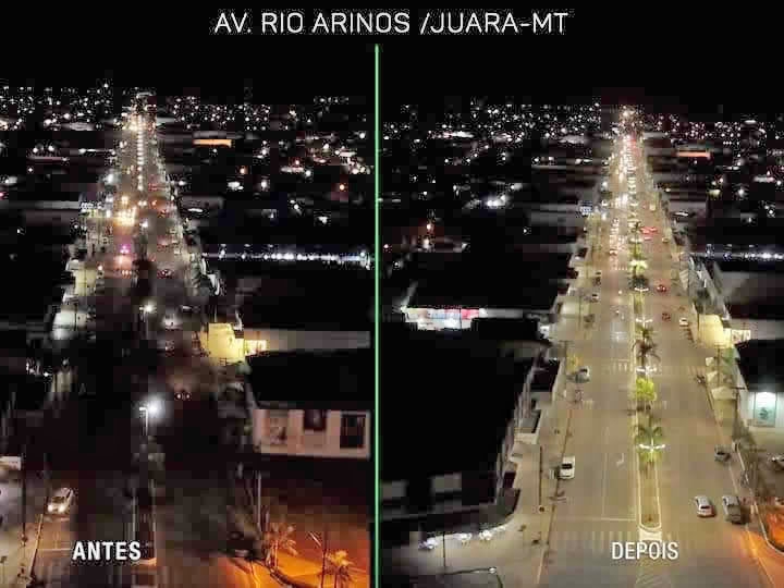 Nova ilumina��o p�blica da Avenida Rio Arinos � ligada e deixa o centro da cidade de cara nova
