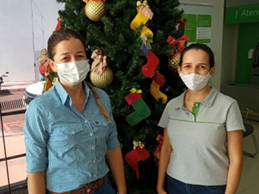�rvores de Natal Solid�rias est�o montadas em ag�ncias de Cooperativas de Cr�dito de Juara.