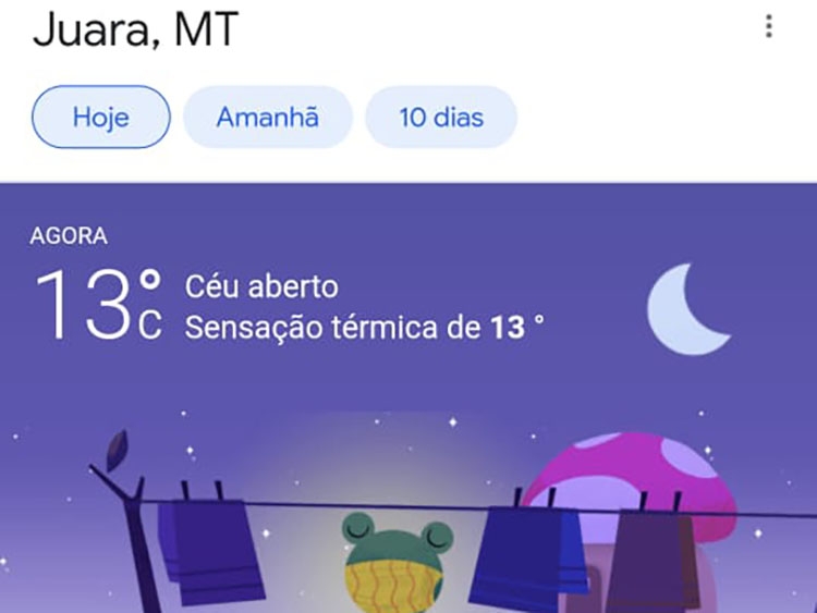 Frio chega sem d� nem piedade ao Mato Grosso. Em Juara a temperatura cai para 13 graus