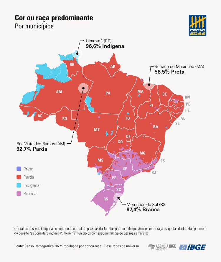 CENSO 2022: pela primeira vez, desde 1991, a maioria da populao brasileira se declara parda